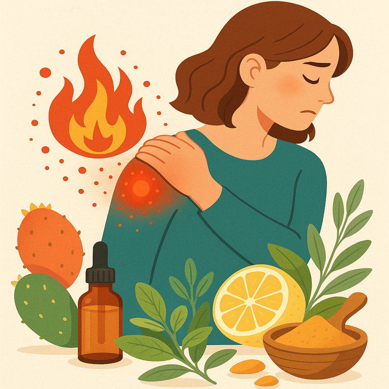 Inflammation chronique douleur plantes citron huile cactus signe feu corps